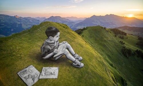 Création et exposition de Saype à l'occasion des 125 ans de Fribourg Tourisme