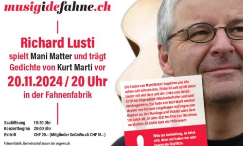 Richard Lusti Gitarre: Mani Matter und Gedichte von Kurt Marti